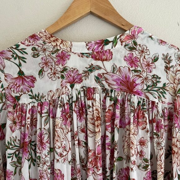 JOHNNY WAS "Isla" Jade Pink & Cream Blouse XS: NWOT!! (Runs VERY LARGE: P2P: 32" - Picture 6 of 10